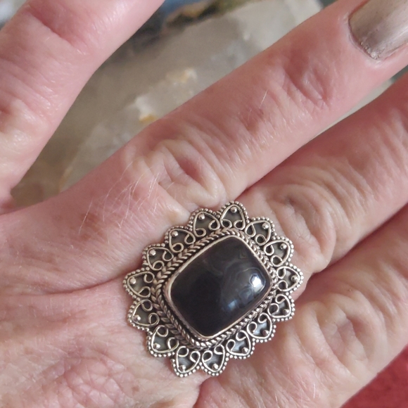 Psilomelane Sterling Silver Ring - Picture 7 of 8